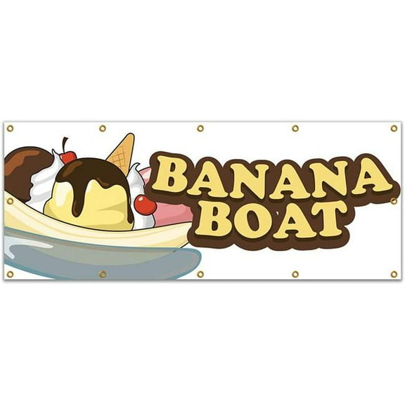 SignMission B-120 Banana Boat19 120 in. Banana Boat Banner with Concession Stand Food Truck Single Sided