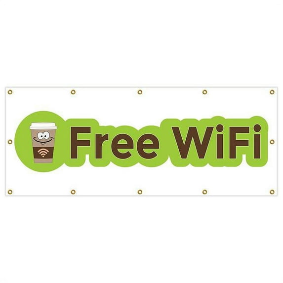 SignMission B-120 Free Wifi 48 x 120 in. Free Wifi & Heavy Duty 13 oz Vinyl Banner with Grommets Single Sided