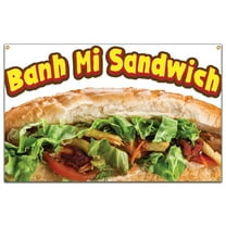 SignMission B-60 Banh Mi Sandwich19 60 in. Banh Mi Sandwich Banner with Concession Stand Food Truck Single Sided
