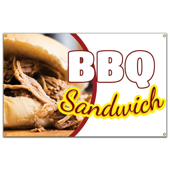 SignMission B-60 Bbq Sandwich 36 x 60 in. BBQ Sandwich Heavy Duty 13 oz Vinyl Banner with Grommets Single Sided