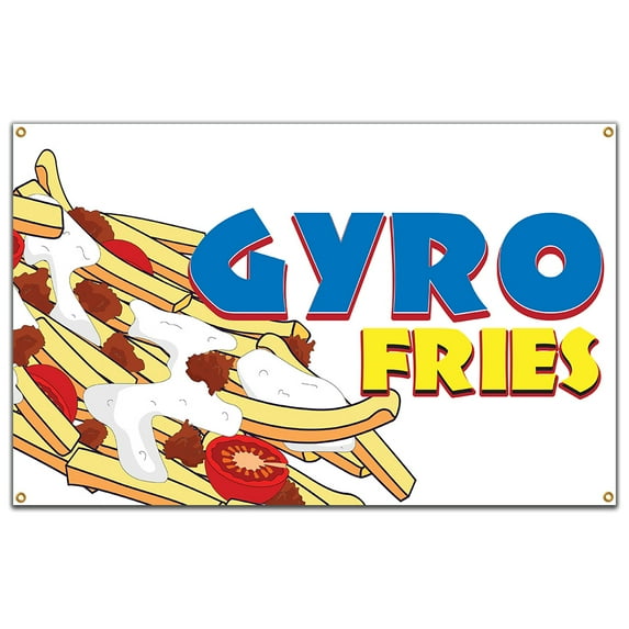 SignMission B-60 Gyro Fries19 60 in. Concession Stand Food Truck Single Sided Banner - Gyro Fries