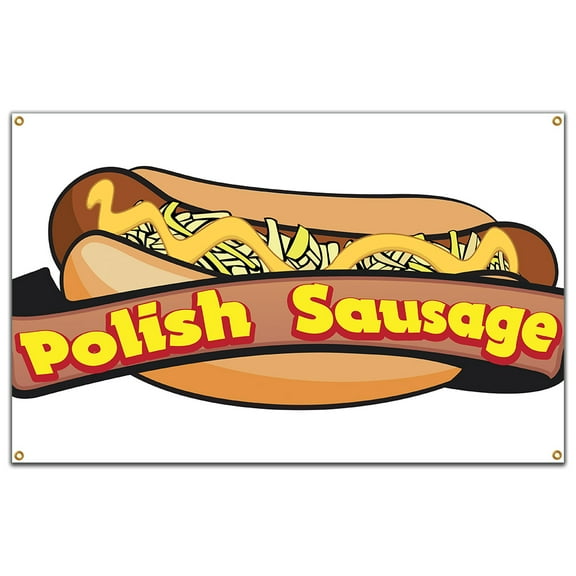 SignMission B-60 Polish Sausage19 60 in. Polish Sausage Banner with Concession Stand Food Truck Single Sided