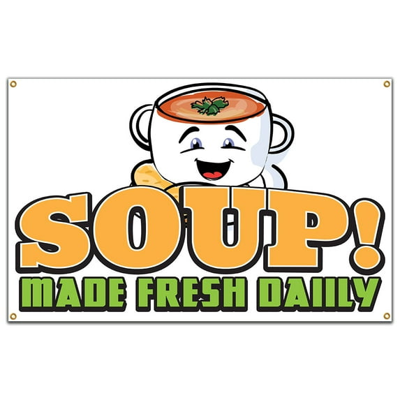 SignMission B-60 Soup19 60 in. Concession Stand Food Truck Single Sided Banner - Soup