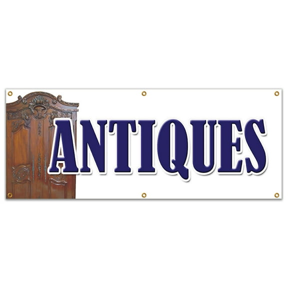 SignMission B-72 Antiques 72 in. Antiques Banner Sign - Antique Shop Dealer