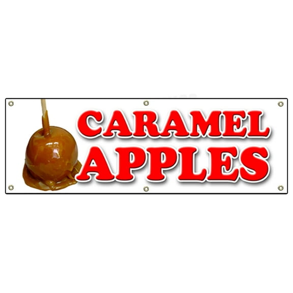 SignMission B-72 Caramel Apples 72 in. Caramel Apples Banner Sign - Candy Apple Cart