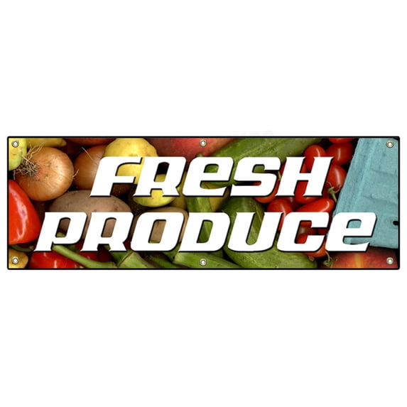 SignMission B-72 Fresh Produce 72 in. Banner Sign - Fresh Produce