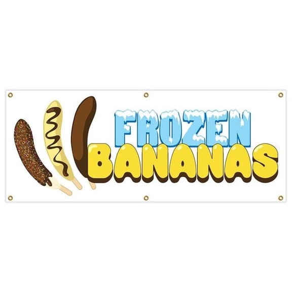 SignMission B-72 Frozen Bananas 24 x 72 in. Frozen Bananas & Heavy Duty 13 oz Vinyl Banner with Grommets Single Sided