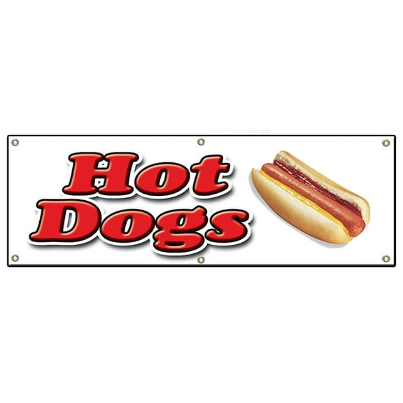 SignMission B-72 Hot Dogs1 72 in. Hot Dog 1 Banner Sign - Hot Dogs Cart Sign