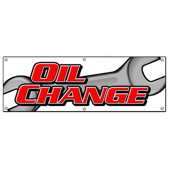 SignMission B-72 Oil Change 24 x 72 in. Banner Sign - Oil Change - Car Engine Auto Repair Quick Fast Shop Mechanic