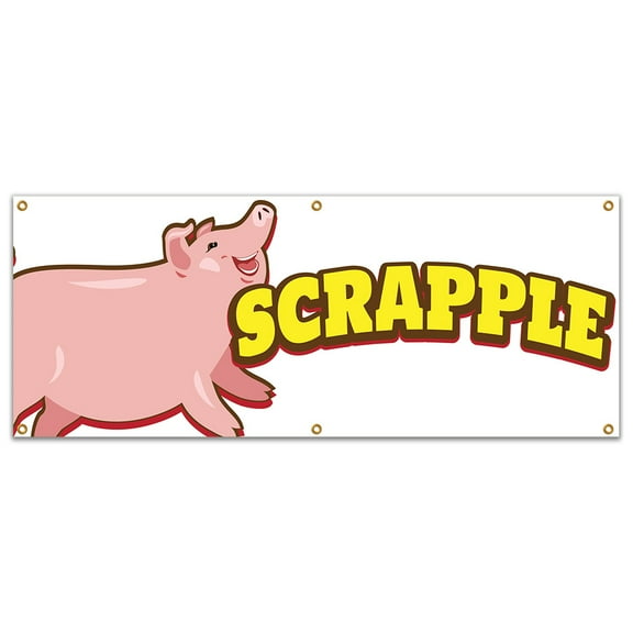 SignMission B-72 Scrapple19 72 in. Scrapple Banner with Concession Stand Food Truck Single Sided