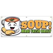 SignMission B-72 Soup19 72 in. Concession Stand Food Truck Single Sided Banner - Soup