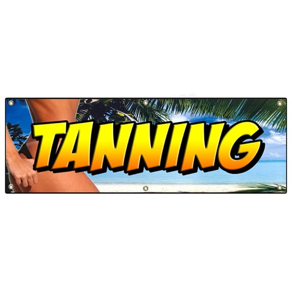 SignMission B-72 Tanning 72 in. Tanning Banner Sign - Tan Beauty Salon Spa Bed