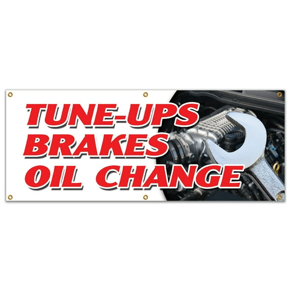 SignMission B-72 Tune Ups Brakes Oil Chan 24 x 72 in. Tune-Ups Brakes Oil Change Banner Sign