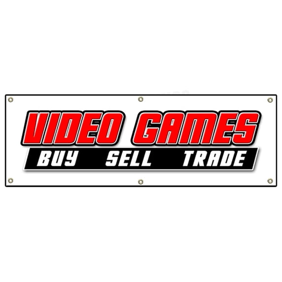 SignMission B-72 Video Games 72 in. Video Games Banner Sign - Buy Sell Trade Game
