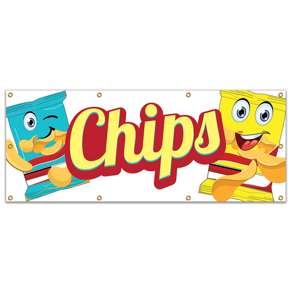 SignMission B-96 Chips19 96 in. Chips Banner with Concession Stand Food ...