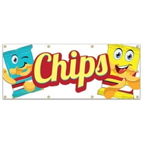 SignMission B-96 Chips19 96 in. Chips Banner with Concession Stand Food Truck Single Sided