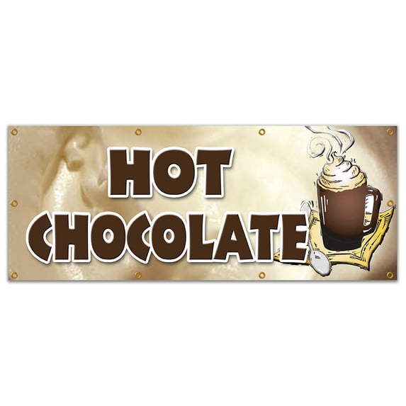 SignMission B-96 Hot Chocolate 36 x 96 in. Hot Chocolate Banner Sign - Cocoa Flavor Maker Swiss