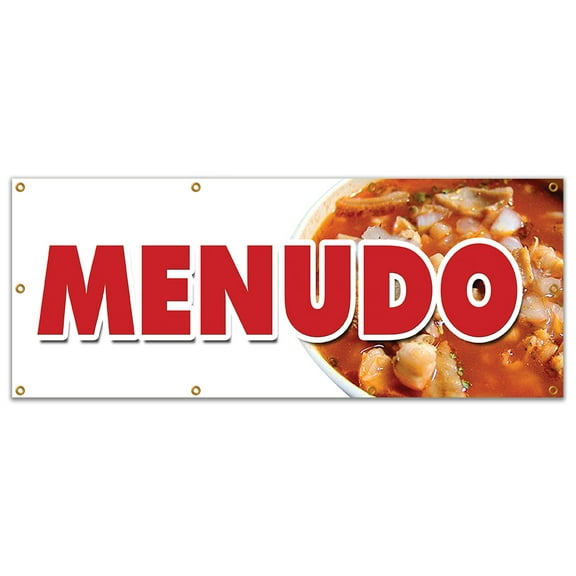 SignMission B-96 Menudo 36 x 96 in. Banner Sign - Menudo - Traditional Mexican Soup Pancita Stew Tortillas Hot