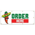 thumbnail image 1 of SignMission B-96 Order Here19 96 in. Order Here Banner with Concession Stand Food Truck Single Sided, 1 of 5