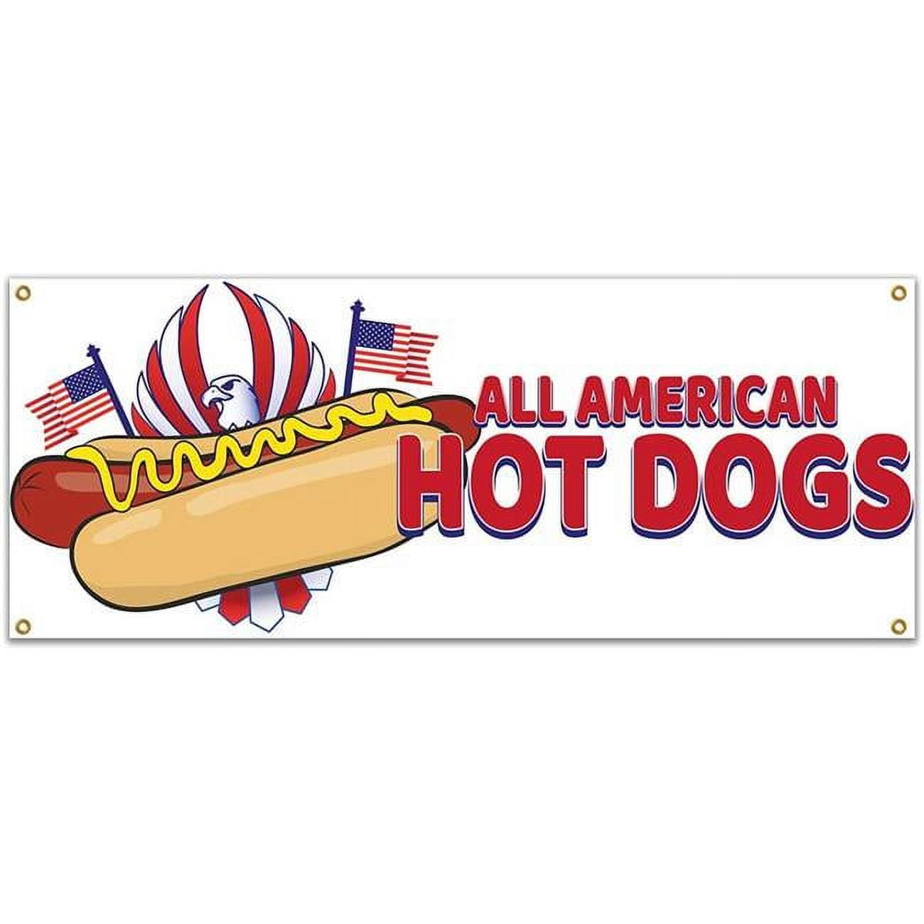 SignMission 48 in. All American Hot Dogs Banner with Concession Stand