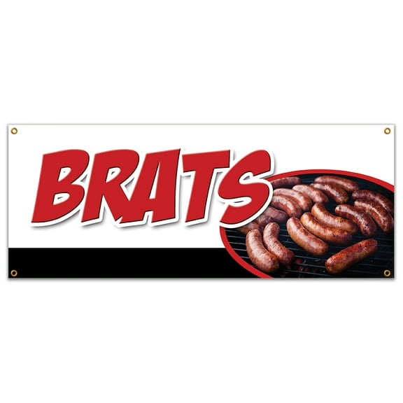SignMission B-Brats Brats Banner Sign - Bratwurst Beer Wisconsin Cheese Grilled Battered