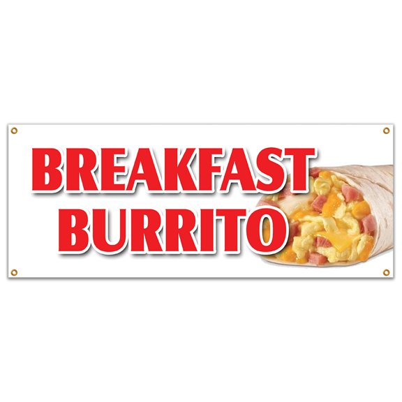 SignMission B-Breakfast Burrito 18 x 48 in. Breakfast Burrito Banner Sign