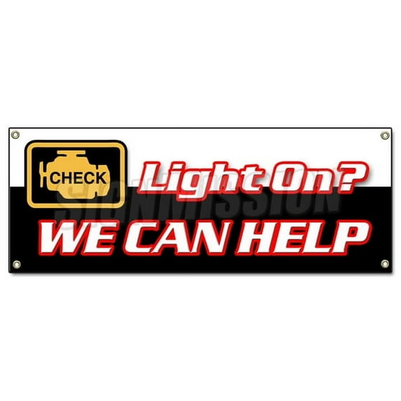 SignMission B-Check Engine Light 18 x 48 in. Check Engine Light Banner Sign