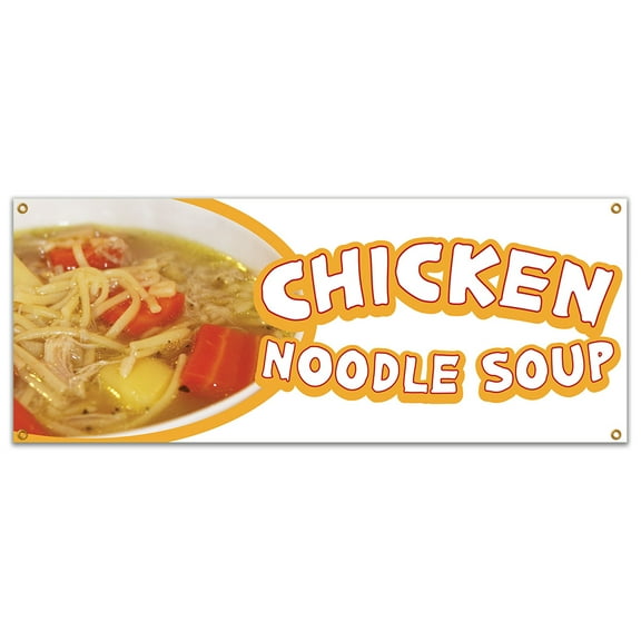Chicken Noodle Soup 48" Banner Concession Stand Food Truck Single Sided