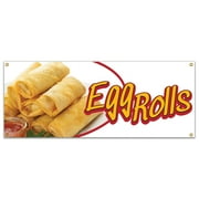 SignMission B-Egg Rolls19 48 in. Egg Rolls Banner with Concession Stand Food Truck Single Sided