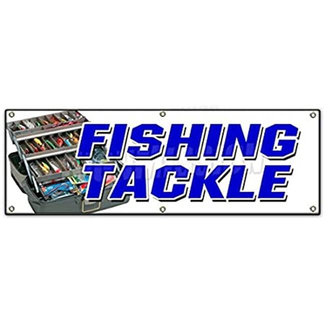 Fishing Tackle Banner Sign Fish Rods Reels Rentals Sale Hooks Boats
