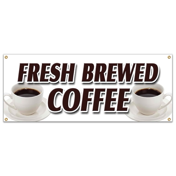 SignMission B-Fresh Brewed Coffee Fresh Brewed Coffee Banner Sign - Iced Brew Drinks Espresso Cappuccino