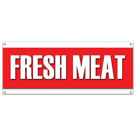 SignMission B-Fresh Meat Fresh Meat Banner Sign - Butcher Steak Beef Chicken Pork Ground