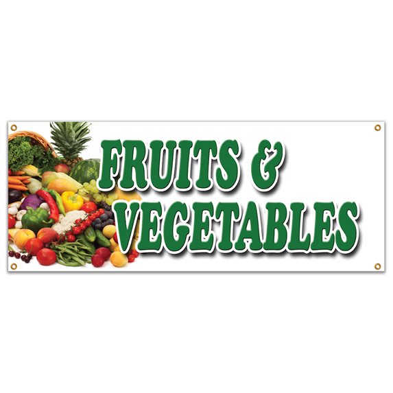 SignMission B-Fruits & Vegetables 18 x 48 in. Fruits & Vegetables Banner Sign
