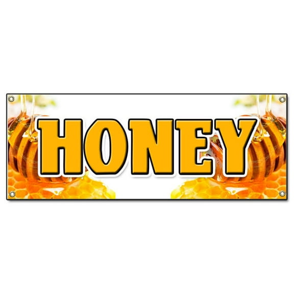 SignMission B-Honey Honey Banner Sign - Fresh Bee Hive Clover Honeycomb Orange Blossom Wildflower