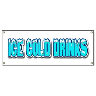 SignMission B-Ice Cold Drinks Ice Cold Drinks Banner Sign - Drink Cart Stand Beer
