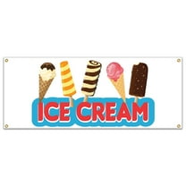 SignMission B-Ice Cream 2 18 x 48 in. Ice Cream 2 Heavy Duty 13 oz Vinyl Banner with Grommets Single Sided