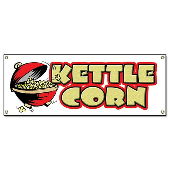 SignMission B-Kettle Corn 18 x 48 in. Kettle Corn Heavy Duty 13 oz Vinyl Banner with Grommets Single Sided