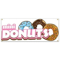 SignMission B-Mini Donuts19 48 in. Mini Donuts Banner with Concession Stand Food Truck Single Sided