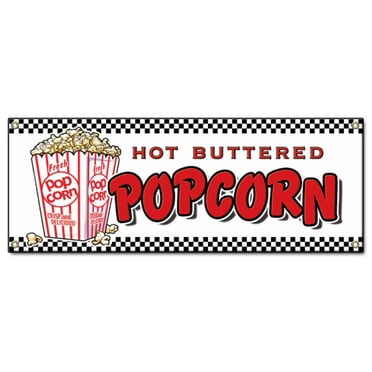 SignMission B-Popcorn 18 x 48 in. Popcorn Banner Sign