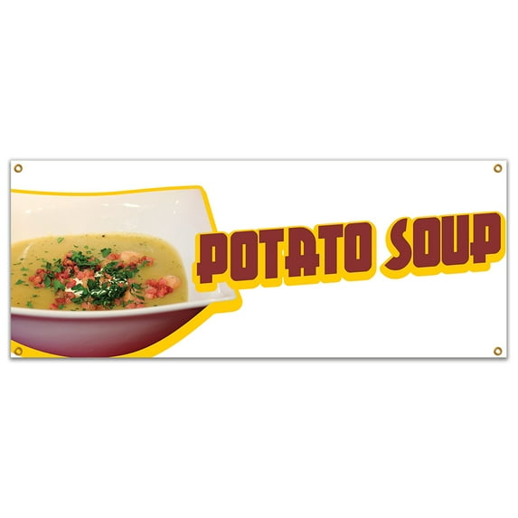 SignMission B-Potato Soup19 48 in. Potato Soup Banner with Concession Stand Food Truck Single Sided