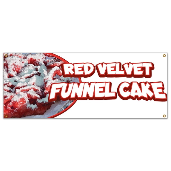 Red Velvet Funnel Cake 48" Banner Concession Stand Food Truck Single Sided