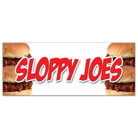 SignMission B-Sloppy Joes Sloppy Joes Banner Sign - Beef Chicken Bun Sliders Homemade Food Lunch