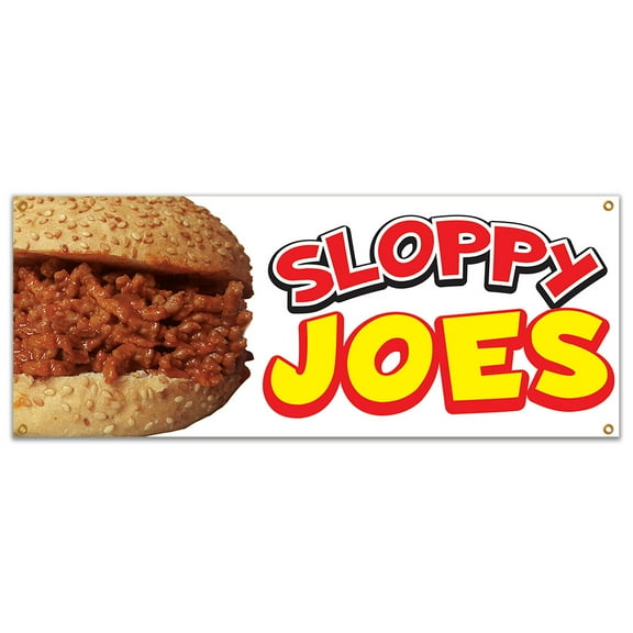 SignMission B-Sloppy Joes19 48 in. Sloppy Joes Banner with Concession Stand Food Truck Single Sided