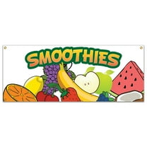 SignMission B-Smoothies19 48 in. Smoothies Banner with Concession Stand Food Truck Single Sided