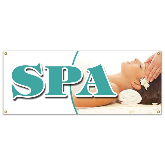 SignMission B-Spa Spa Banner Sign - Deep Tissue Swedish Aromatherapy Facial Reflexology