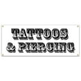 thumbnail image 1 of SignMission B-Tattoos & Piercing 18 x 48 in. Tattoos & Piercing Banner Sign, 1 of 4