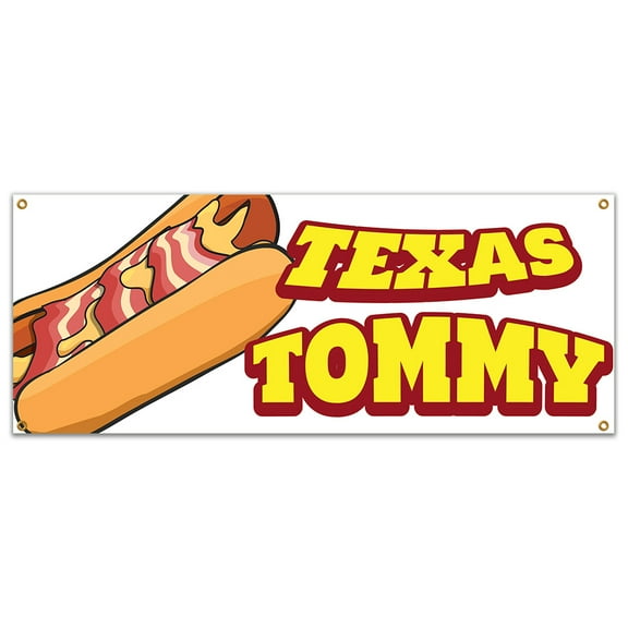 SignMission B-Texas Tommy19 48 in. Concession Stand Food Truck Single Sided Banner - Texas Tommy