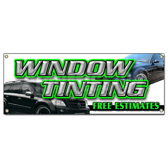 SignMission B-Window Tinting Free Esti 18 x 48 in. Window Tinting Free Estimates Banner Sign