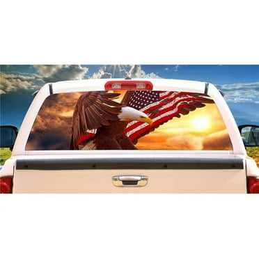 SignMission Bald Eagle Flag Rear Window Graphic Truck View Thru Vinyl Decal