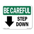 thumbnail image 1 of SignMission Be Careful Step Down Arrow with Symbol OSHA Decal Sign, 1 of 5
